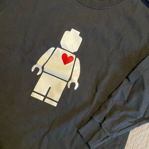 Black Long Sleeve Shirt with Heart Graphic